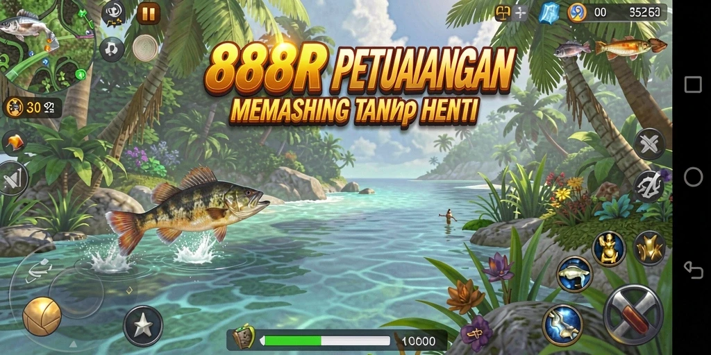 Tampilan menarik gameplay Fishing di 888R dengan berbagai lokasi.