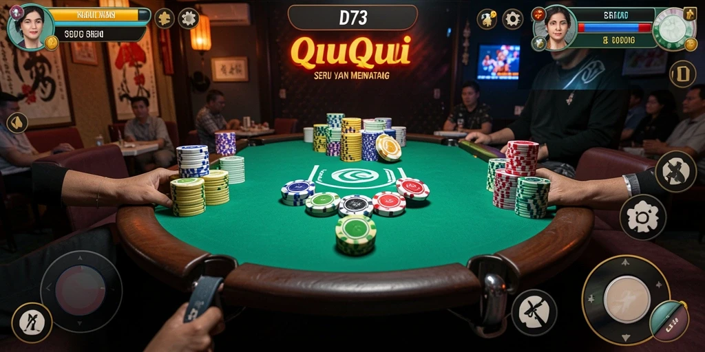 Tampilan gameplay D73 menunjukkan serunya permainan QiuQiu.