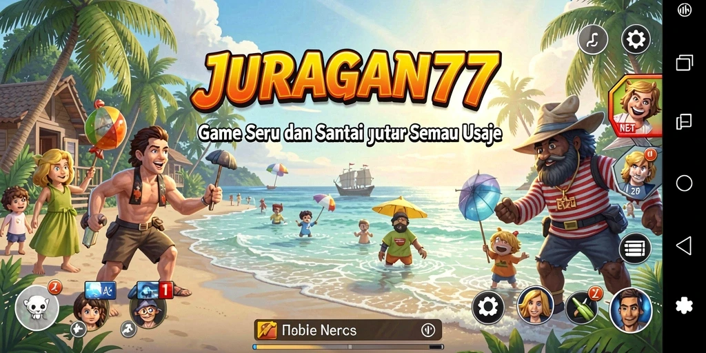 Screenshot JURAGAN77 menampilkan gameplay santai dan penuh warna.