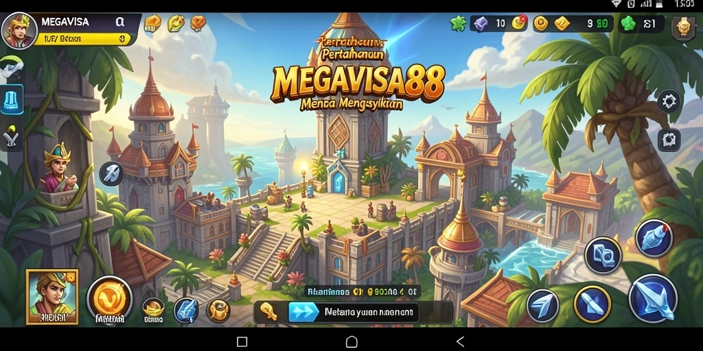 Tampilan menarik dari gameplay Tower Defense di MEGAVISA88 yang memukau.