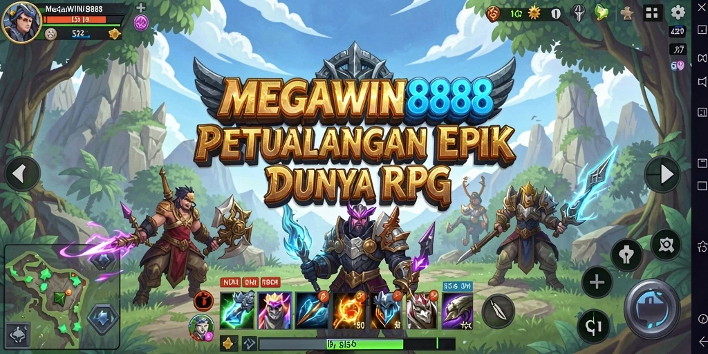 Tampilan gameplay epik di MEGAWIN888 yang menampilkan perang antar karakter.