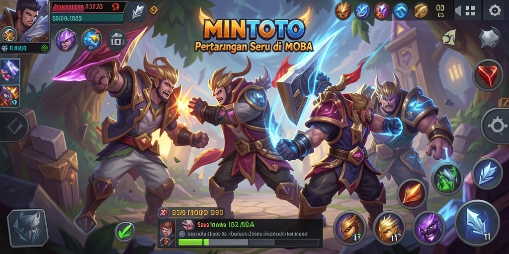 Tampilan gameplay seru dalam MINTOTO, pertarungan epik antar karakter.