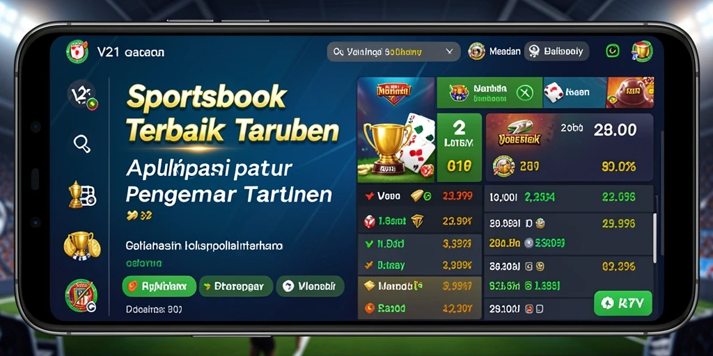 Screenshot utama V21 menunjukkan antarmuka Sportsbook yang menarik dan intuitif.